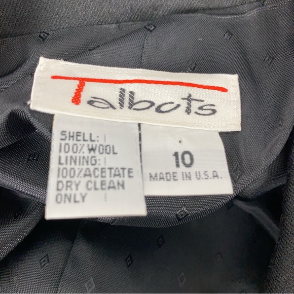 Talbots Womens Blazer Jacket Size 10 Black Wool 2 Button Lined Career Casual - Picture 7 of 7